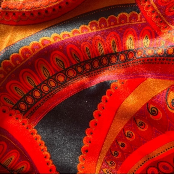 Tyler Boe orange velvet paisley print Dana midi dress bodycon long sleeve boho - Picture 11 of 13